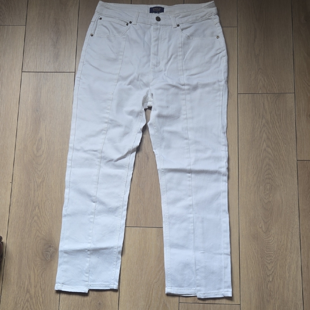 NWOT Cavalli Class Split Seam HR Cropped Jeans White Sz 31